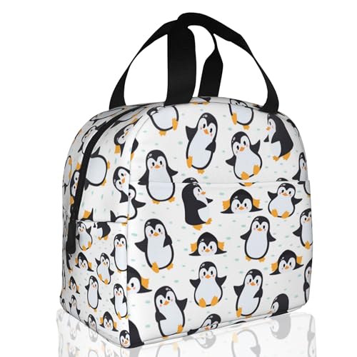 Cute Penguins Lunch Box,Insulated Lunch Bag for Girls Boys,Reusable Lunch Box for Kids Adults School Student Work Picnic Travel - color: Cute Penguins