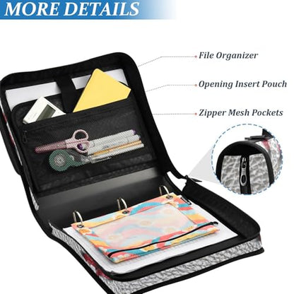 Kcldeci Personalized Zipper Binder 3 Ring，Baseball Ball Dirty Dark Baseball Red Stitching Custom Zipper Binder Organizer 1.5inch for School and Office Expanding File Folder - color: E18