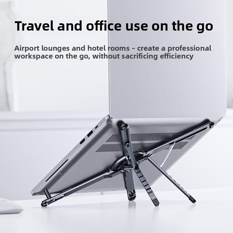 Portable Laptop Stand for Desk, Foldable Adjustable Computer Riser with Magnetic Phone Holder, Aluminum Laptop Stand Tablet Stand Mobile Phone Holder (Navy Blue) - color: Navy blue