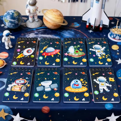 8 Pcs Mini Astronaut Spiral Notebooks 3.9 x 2.4 Inch, Mixed Blue Cartoon Space Themed Journal Lined Memo Pad, Portable Coil Notepads for Kids Birthday Holiday Party Student Classroom Gifts Supplies - color: Astronaut