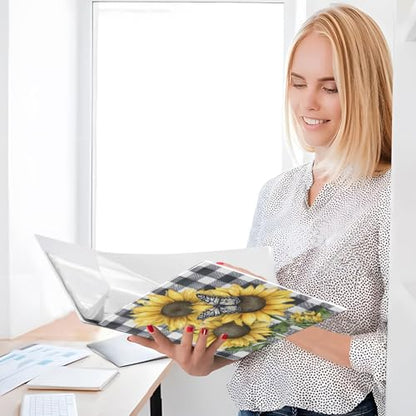 Buffalo Plaid Farmhouse Sunflower Binder 3 Ring 1.5 Inch Binder with Clipboard&Pockets, Hardcover Binders Heavy Duty Large File Folder for Office School Supplies - Holds 200 Sheets - color: Checkered Bg Rustic Sunflower, size: 1 Pack-12.4x10.63in