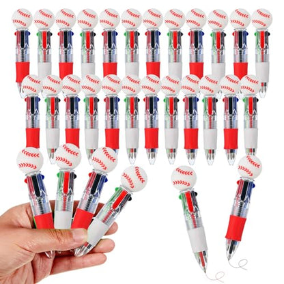 Baseball Party Favors Baseball Pens Mini Multicolor Pen in One Cute Fun 4-in-1 Pens Bulk Cool Ballpoint Pen for Birthday Gifts Teacher Supplies (Baseball, 24) - style: Baseball