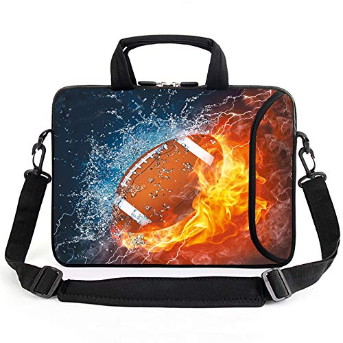 AMARY 13" 13.3" laptop sleeve chromebook case adjustable shoulder strap with handle accessory pocket (Football) - color: Football