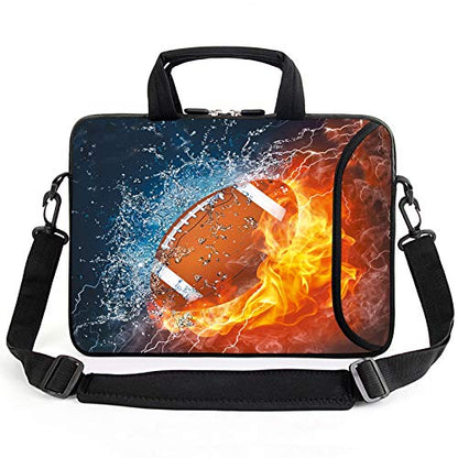 AMARY 13" 13.3" laptop sleeve chromebook case adjustable shoulder strap with handle accessory pocket (Football) - color: Football