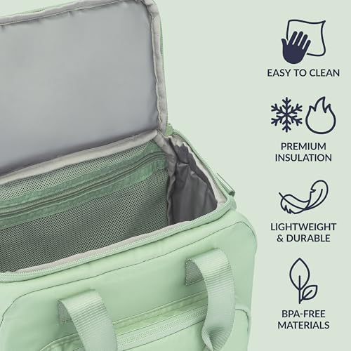 Bentgo Insulated Lunch Bag – Extra-Large Capacity Adult Lunch Bag with Shoulder Strap and External Storage Compartment, Durable, Lightweight, Ideal for Work, School, & Meals On the Go (Clay Green) - color: Clay Green