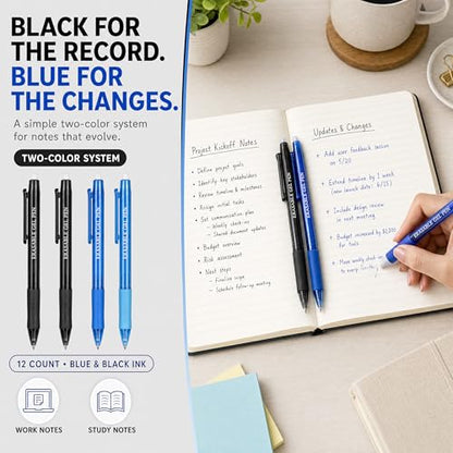 Blue and Black Erasable Gel Pens Bulk, 36 Pack Retractable Erasable Pens, 0.7mm Fine Point Quick Dry Ink, Clicker Pens for Note Taking, Work, Office, Classroom School Supplies - color: Soft Black and Blue