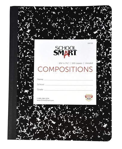 School Smart Hard Cover Composition Book, Unruled, 9-3/4 x 7-1/2 Inches, 100 sheets - size: 1 Count (Pack of 1)