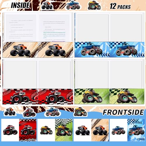 Kosiz 12 Pcs 9x12 Truck 2 Pocket Folder for Boy Cute Back to School Take Home File Bulk Kid Student Homework Paper File Folder for School Classrwork Office Home Classroom Teacher Business Party Supply - style: Trucks