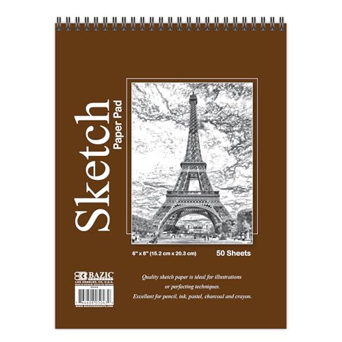 BAZIC Sketch Pad 50 Sheet 6" X 8", Top Bound Spiral Sketchbook Drawing Pads, Sketching Paper Coloring Book for Artist Kids School, 1-Pack | 50-sheet spiral sketch pad, smooth drawing paper for sketching, shading - color: 50 Sheets - 6"x8", size: 1-Pack