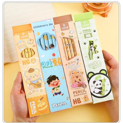 6PCS Cartoon Wood Pencil Ergonomic Grip Wooden Drawing Pencils for Students Class Rewards Back to School Supplies Exam Pencils for - color: Little Girl