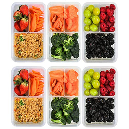 FIT Strong & Healthy Bento Lunch Box & Meal Prep Containers, Food & Snack Storage for Adults & Kids, Microwave, Freezer, & Dishwasher Safe, Reusable, Airtight Lid, Removable Compartments, 39oz, 6 Pack - size: 6 Pack, 39 oz