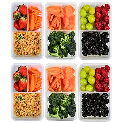 FIT Strong & Healthy Bento Lunch Box & Meal Prep Containers, Food & Snack Storage for Adults & Kids, Microwave, Freezer, & Dishwasher Safe, Reusable, Airtight Lid, Removable Compartments, 39oz, 6 Pack - size: 6 Pack, 39 oz