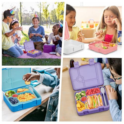 JOOPETALK Chill Bento Lunch Box for Kids Adult with Ice Pack,6-Compartment Reusable Leak-proof Lunch Container for Girls Boys to School,Keep Food Cold&Fresh,Dishwasher & Freezer Safe - color: Purple