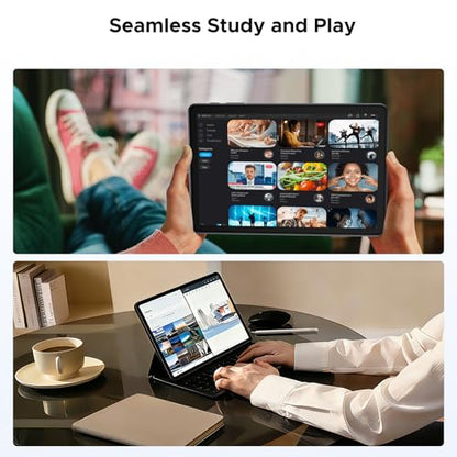 P10 10.1 inch Tablet, Android Tablet with Gemini AI, 48GB RAM+128GB ROM, 7000mAh, Unisoc T310 Quad-Core, 90Hz, 8MP + 5MP, WiFi 5, Bluetooth 5.0, Dual Speakers, Tablet with Keyboard, Pen- Gray - color: Gray