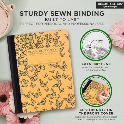 Decomposition Monarch Migration College Ruled Composition Notebook - 9.75 x 7.5 Journal with 160 Lined Pages - Cute Notebooks for School Supplies, Home & Office - 100% Recycled Paper - Made in USA - color: Monarch Migration