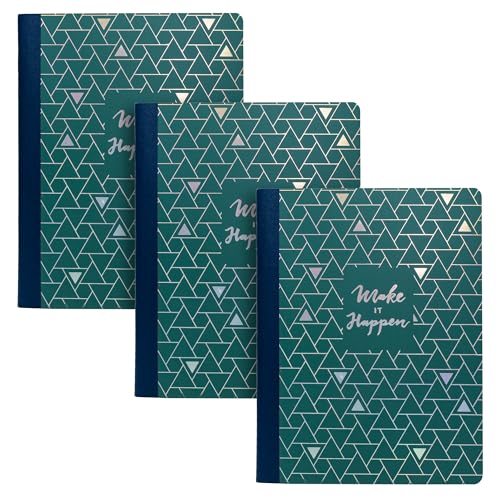Pukka Pad, Composition Notebooks - 3 Pack of Journals Featuring 140 Pages of College Ruled 80GSM Paper with Sturdy Cover Stock - 9.75 x 7.5in - Green - Glee - color: Glee-Green, size: 3 Pack