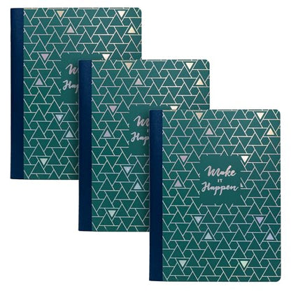 Pukka Pad, Composition Notebooks - 3 Pack of Journals Featuring 140 Pages of College Ruled 80GSM Paper with Sturdy Cover Stock - 9.75 x 7.5in - Green - Glee - color: Glee-Green, size: 3 Pack
