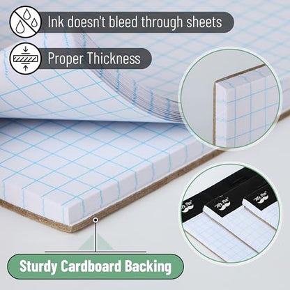 Mr. Pen- Graph Paper, 12 Pack, 55 Sheets/Pack, 8.5"x11" | 4x4 (4 Squares Per Inch), Math Graph Paper Pad, Computation Pads Bulk