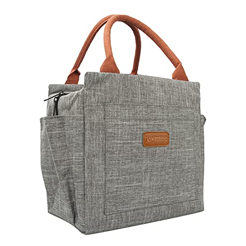 Joymee Insulated Lunch Bag For Women Reusable Spacious - Grey | Large Capacity, Bottle Holder & Side Pockets, Leakproof Insulated Design, for Work, Travel, Picnic & Daily Use, for Adult - color: 04 Gray