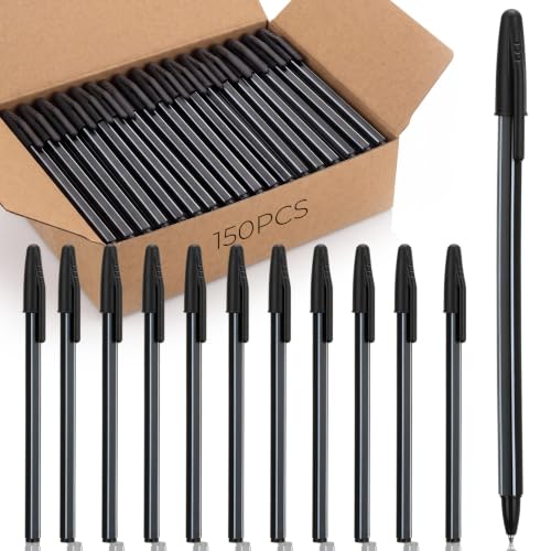Sayglossy 150 Pcs Ballpoint Pens Bulk, Black Ink, Medium Point 1.0mm Pens Bulk Daily Bullet Tip Smooth Writing Pen for School Office Home Business Students Teachers Supplies
