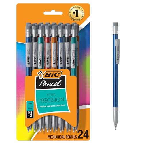 BIC Xtra-Precision Mechanical Pencils with Erasers, Fine Point (0.5mm), 24-Count Pack Mechanical Drafting Pencil Set - size: 24 Count (Pack of 1), style: Fine Point