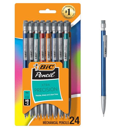 BIC Xtra-Precision Mechanical Pencils with Erasers, Fine Point (0.5mm), 24-Count Pack Mechanical Drafting Pencil Set - size: 24 Count (Pack of 1), style: Fine Point