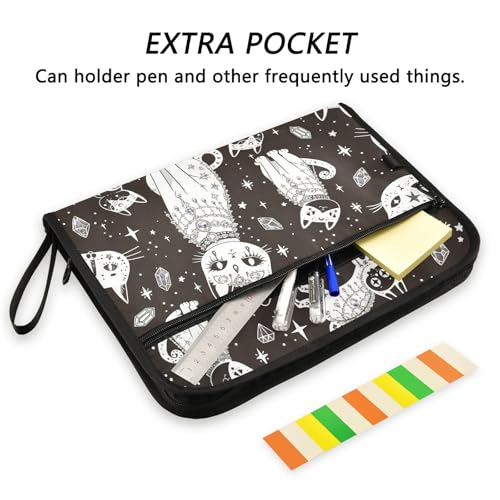 Witch's Cat Expanding Accordion File Folder with 13 Pockets and Zipper Closure - color: Witch's Cat