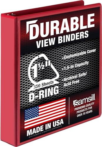 Samsill Durable 1.5 inch 3 Ring Binder, D Ring Binder, 100% Recycled Chipboard, Red - color: Red, size: 1 Pack, style: 1.5 Inch