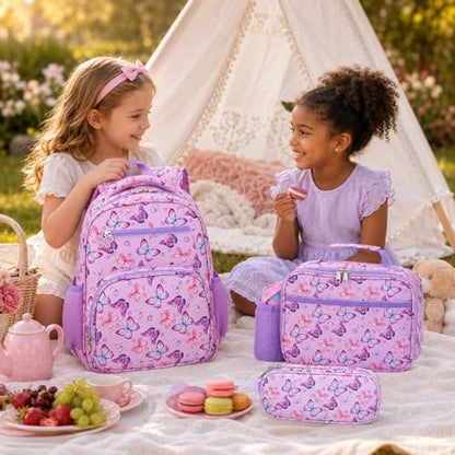 RHCPFOVR Kids Lunch Bag - Insulated Lunch Box for Boys Girls,Washable Lunch Bag and Reusable Toddler Leak-proof Lunchbox for School and Daycare - color: Purple Butterfly
