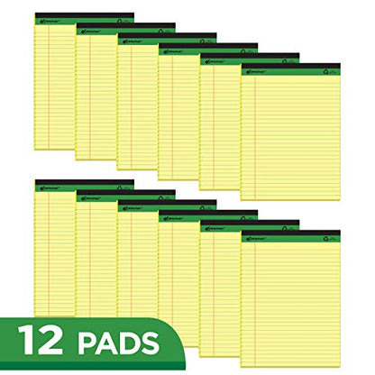 KAISA Legal Pad Writing Pads, 5"x8" Legal Ruled, 8.5"x11.75" Wide Ruled, 56GSM Paper Notepads, 12pads (Canary 24pad, 8.5x11.75inch) - color: Canary 24pad, size: 8.5x11.75inch