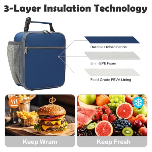 FlowFly Kids Lunch box Insulated Soft Bag Mini Cooler Back to School Thermal Meal Tote Kit for Girls, Boys, Cyan - color: Cyan