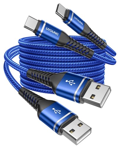 USB to USB C Cable Fast Charging 10FT, 2Pack USBA to USBC Cable for CarPlay | Android Auto, USB Type-C Cable Durable Braided iPhone USB C Cord for iPhone 17/16/15 Pro Max, Galaxy S26 and More-Blue - color: Blue, size: 10FT