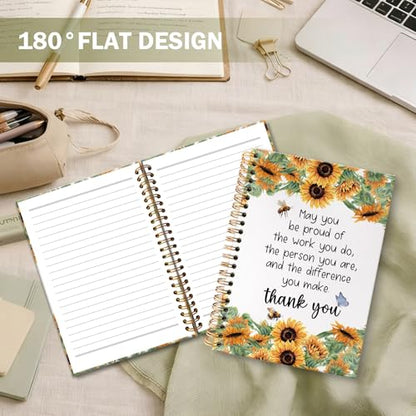 Teacher Appreciation Gifts Sunflower Spiral Notebook Journal, Thank You Sunflower Gifts for Teachers Journal for Notes Planning, Teachers Office Supplies, 5.5 X 8.3 Inch - color: Sunflower Thank you