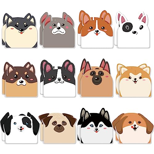 Yinder 24 Pads Cute Dog Sticky Notes Kawaii Animal Sticky Notes Pads Bulk Fun Cartoon Memo Pad Self Adhesive Tab Back to School Gift for Teacher Student Classroom Veterinary Dog Office Supplies - style: Dogs