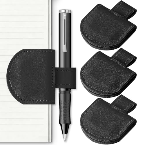 SESENSE Magnetic Pen Holder for Notebook - 3 Pcs Leather Magnetic Holder for Reading Women, Book Lover Gifts for Bookish, Wide Size - color: Black 3 Pcs, size: Wide Size