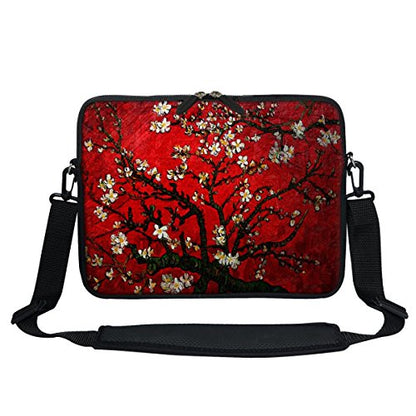 Meffort Inc 12 Inch Neoprene Laptop Sleeve Bag - Water Resistant, Hidden Handle, Adjustable Shoulder Strap, Dual Zipper, Fits Up to 11.6” - 12" Laptops - Cherry Blossom - color: Vincent van Gogh Cherry Blossoming