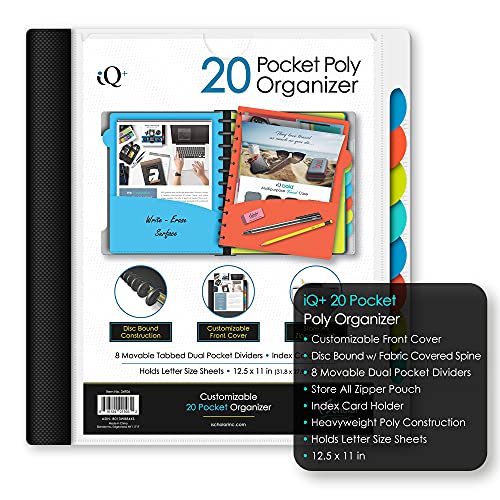 iScholar iQ+ 20 Pocket Folder with Zipper Pouch, White (34906-WH) - color: White, size: 20 Count (Pack of 1)