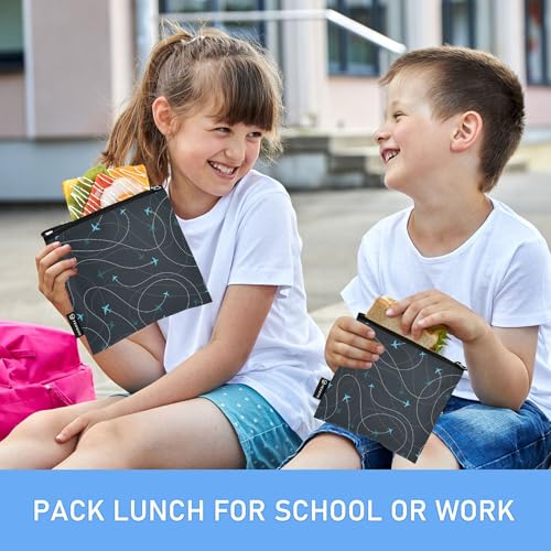 Reusable Food Storage Bags Airplane Adventure 3 Pack Set Lunch Bag Compact Sandwich Snack Bag Small Medium Large for Lunch, Travel & Organization - color: Bag 13