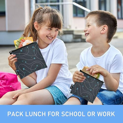 Reusable Food Storage Bags Airplane Adventure 3 Pack Set Lunch Bag Compact Sandwich Snack Bag Small Medium Large for Lunch, Travel & Organization - color: Bag 13