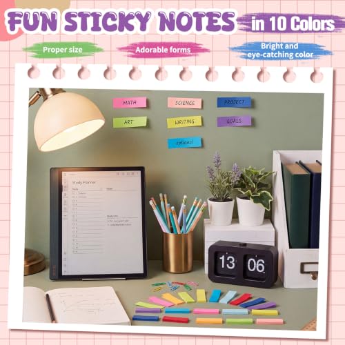 Zubebe 200 Pads 0.5 x 1.8 Inch Sticky Notes Bulk, Bright Colors Notepads Self Stick Note Square Memo Sticky for Office Back to School, 45 Sheets/pad - size: 0.5 x 1.8 Inch