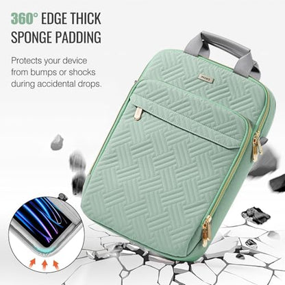MoKo 13-14 in Puffer Laptop Sleeve Bag for 13-inch New Mac Air M5/Neo A18 Pro, 14-inch Mac Pro M5/M4/M3/M2/M1, 13.8“ Surface, Puffy Laptop Carrying Case with Handle & Shoulder Strap, Light Green - color: Light Green, size: 13.3-14 Inch