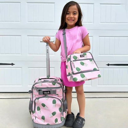 Tilami Rolling Backpack 19 inch with Lunch Bag Wheeled Laptop Backpack (Cactus) - color: Cactus