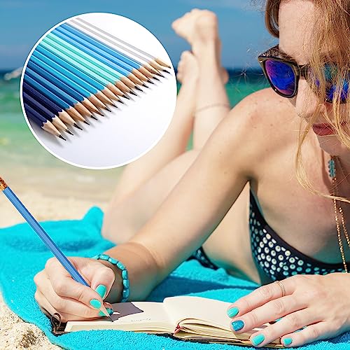 TecUnite 120 Pcs #2 HB Pencils with Eraser No 2 Unsharpened Wooden Hexagonal Pencils for Adults Gifts for School Exam art Learning Office Sketching(Blue Green Series) - color: Blue Green Series