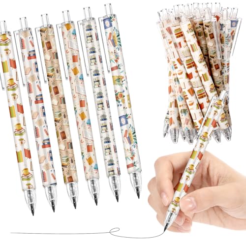 Sinload 60 Pcs Mechanical Pencil Bulk, 0.7 mm Cute Motivational Mechanical Pencil for Writing, Sketching, Drawing, Gifts from Teacher Reward Office Supplies Bee Party(Book Shelf) - style: Book Shelf