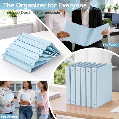 SUIN 1 Inch 3 Ring Binder, Clear 1'' View Presentation Binders with 2 Pockets, Fits 8.5 x 11 Letter Size, Durable Polypropylene, Non-Stick & PVC-Free for School, Office & Home (Brushed Blue) - color: Brushed Blue