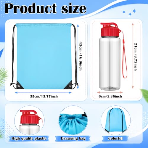 40 Pcs 17 oz Plastic Water Bottles Bulk and Drawstring Backpack Set for Back to School Gifts Reusable Flip Top Leakproof Water Bottles with Handle Adults Sports Gym Travel Outdoor(Classic) - color: Classic