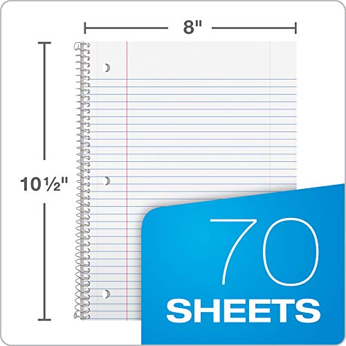 Oxford Spiral Notebook, 1 Subject, College Ruled Paper, 8 x 10-1/2 Inch, Pastel Pink, Orange, Yellow, Green, Blue and Purple, 70 Sheets (63756) Set of 6 (Pack of 8) - size: College Rule (Pack of 8)