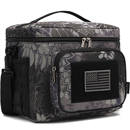 FlowFly Lunch Bag, Insulated Cooler, Thermal Lunch Box Tote with MOLLE/PALS Webbing, Adjustable Padded Shoulder Strap, for Tactical Men Women Adults and Boys Girls Kids (Typhon, Large) - color: Typhon, size: Large