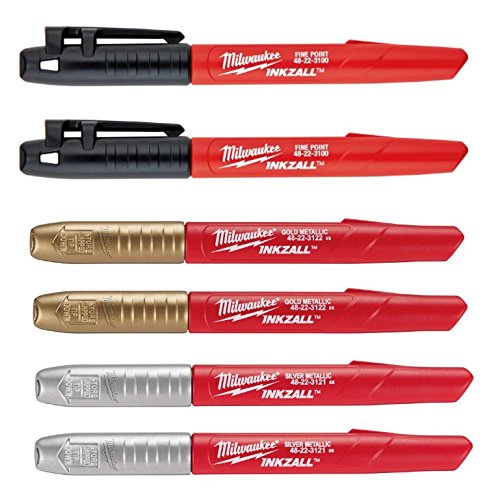 Milwaukee Inkzall Fine Point Black, Gold and Silver Marker Bundle