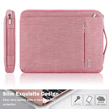 LANDICI 360° Protective Laptop Sleeve 13-14 Inch, Computer Bag Carrying Case for MacBook Air 13 M1/M2, MacBook Pro 13/14, Chromebook 14, Women, Slim, Shockproof, Waterproof, Pink - color: Pink, size: 13-14 Inch